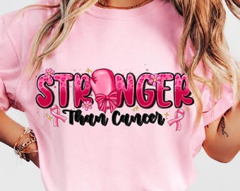 Stronger Than Cancer PNG, Breast Cancer Awareness, Pink Ribbon Fighter (Digital Download)