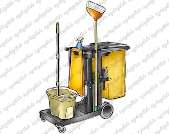 Janitor Cart PNG: Western Leopard Sublimation Design (Digital Download)
