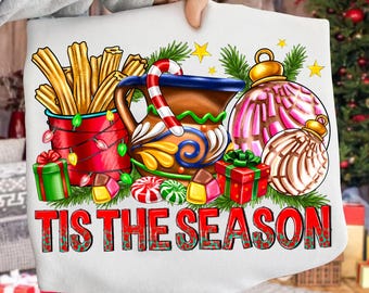 Mexican Christmas Doodle PNG: Pan Dulce, Tamales, and Brushstrokes (Digital Download)