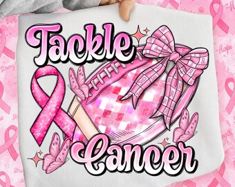 Tackle Cancer Football PNG, Breast Cancer Awareness Sublimation Design (Digital Download)