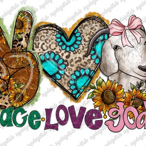 Peace Love Goat Png, Goat Farmer, Sublimation Clipart,Sublimation Download,Goat Farmer Sunflower Png, Goat Png, Goat