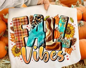 Fall Vibes PNG: Preppy Autumn Design (Digital Download)