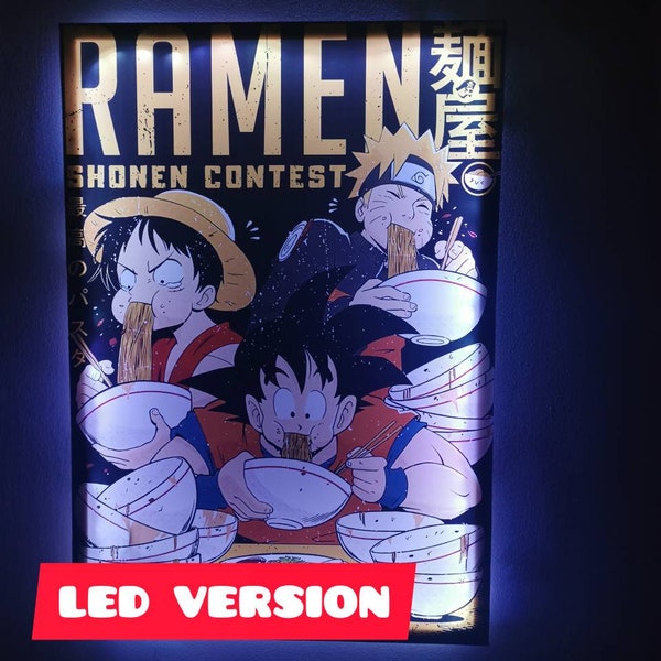 Manga- und Ramen-Malerei – Son Goku, Naruto und Ruffy