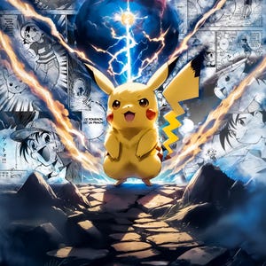 Pokémon Pikachu Électrique : Illumine ta pièce avec ce tableau lumineux LED ! 70x50 cm