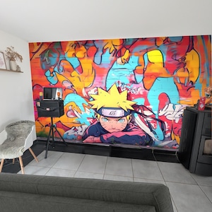 Carta da parati personalizzata in tessuto non tessuto con graffiti Naruto: dai vita al tuo universo ninja!