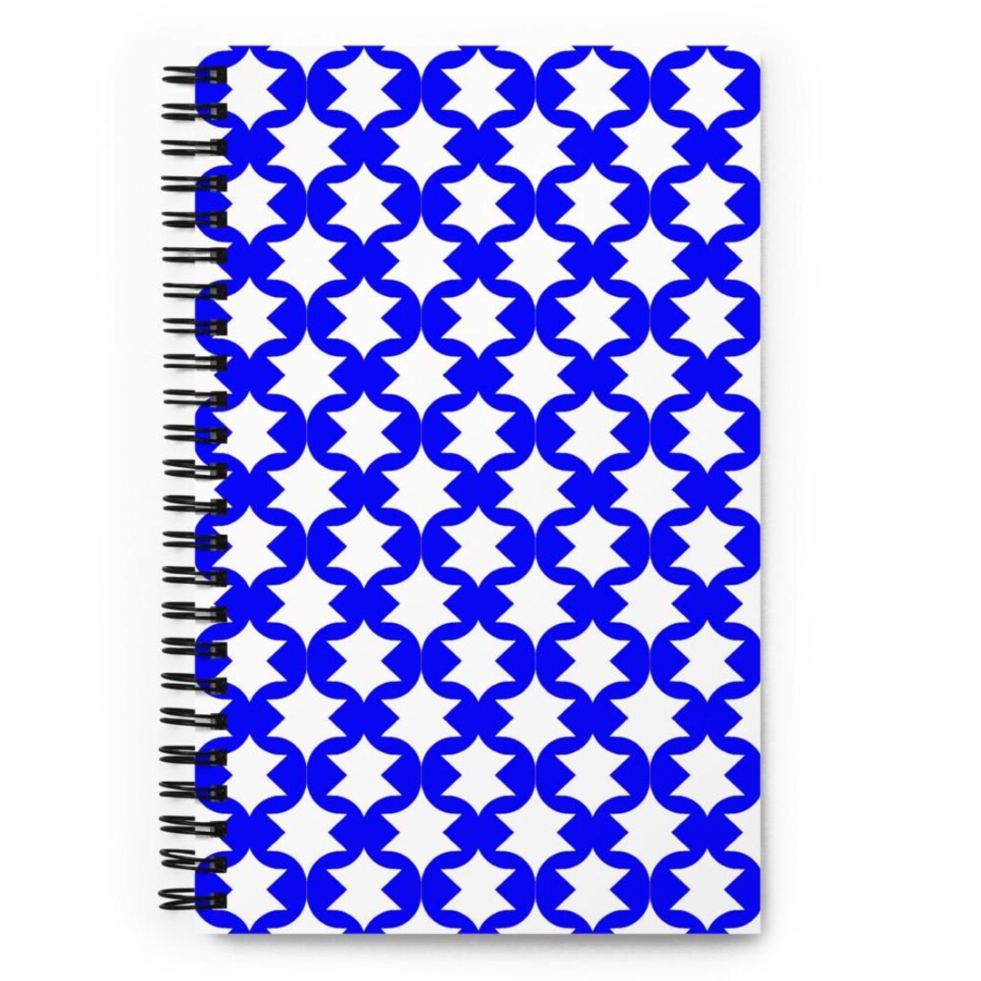 Blue Geometric Pattern Notebook, Modern Spiral Journal, Abstract ...