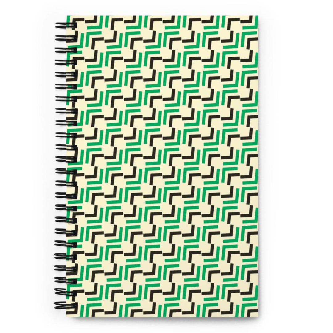 Geometric Spiral Notebook Mid Century Modern Pattern Abstract Journal ...