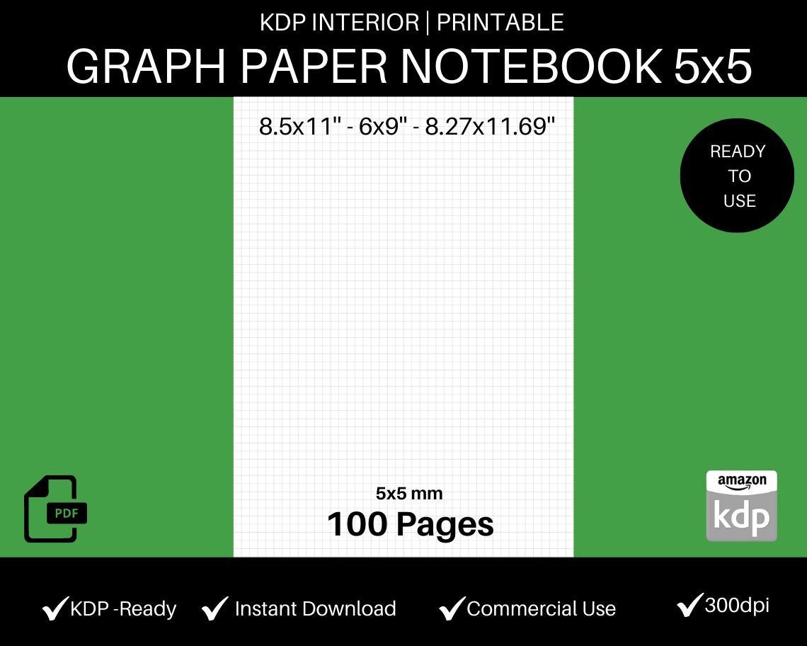 printable graph paper pdf 5mm 5x5 6x9 85x11 etsy