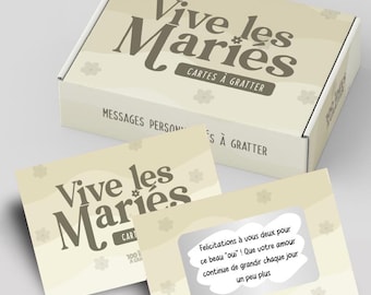 Kit de messages à gratter personnalisable - Vive les mariés