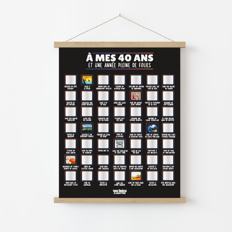 Affiche à gratter À mes 40 ans Avec Porte-Affiche