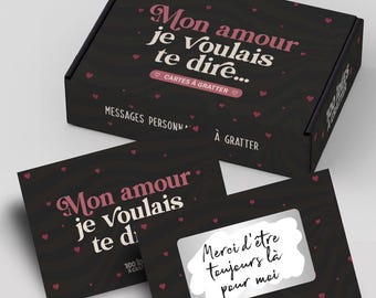 Kit de messages à gratter personnalisable - Mon amour je voulais te dire