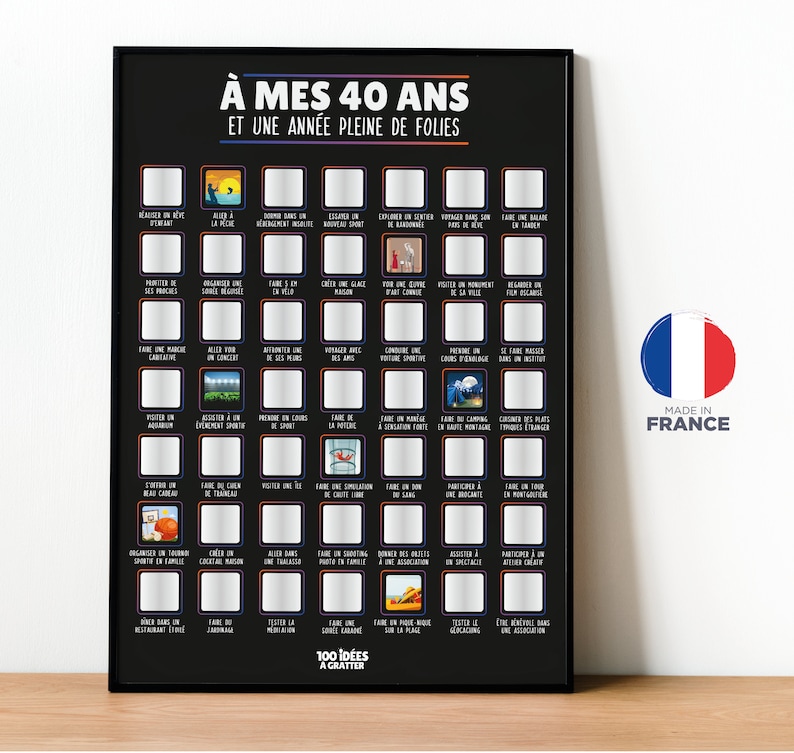 Affiche à gratter À mes 40 ans Sans Porte-Affiche