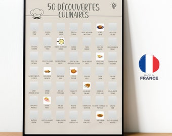 Affiche à gratter - 50 découvertes culinaires