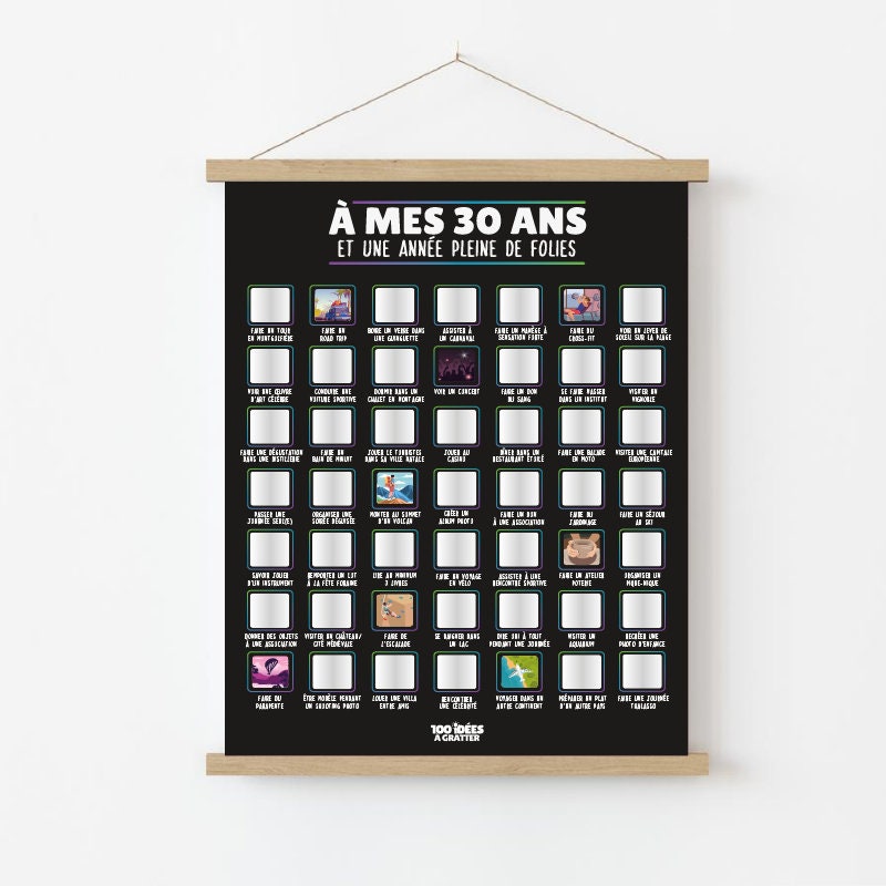 Poster à Gratter 30 Ans - Format A3, Encre Dorée, 52 Activités - Cadeau Anniversaire Original