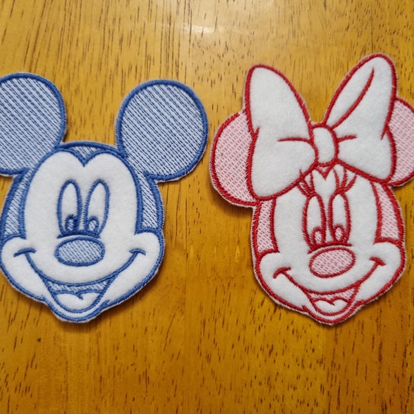 Mickey Mouse and Minnie Mouse Iron On Sew On Embroidered Patch
