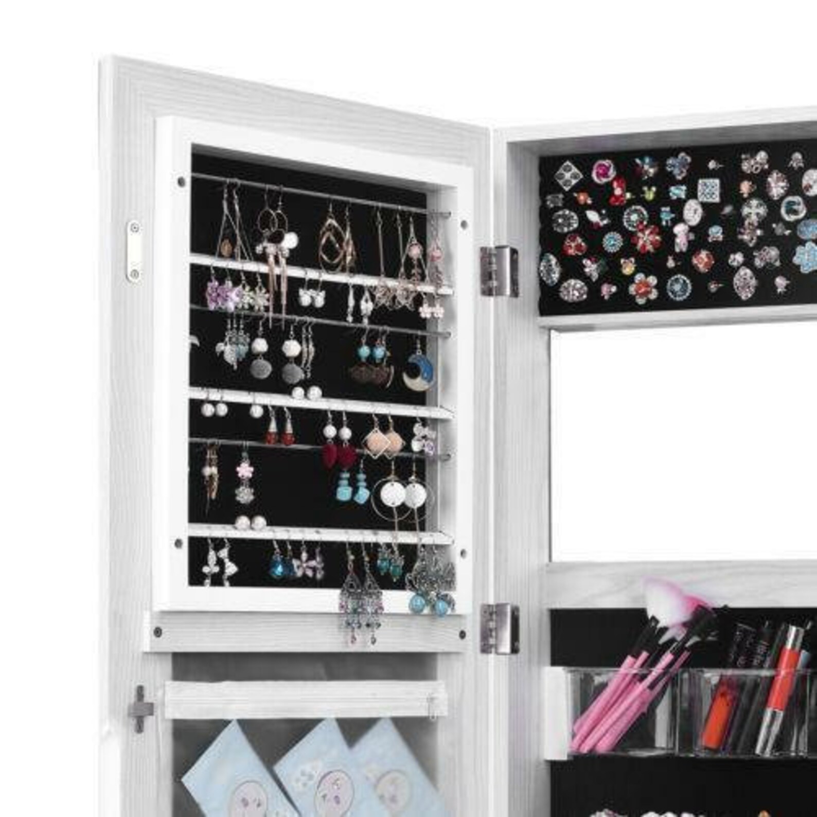 Wall Door Mounted Mirror Jewelry Armoire Large Jewelry Etsy