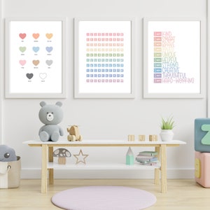 Educational Posters Set For Playroom and Kids and Toddlers,Printable Home School Prints, Boho Educational Wall Art,Learning Poster,Alphabet