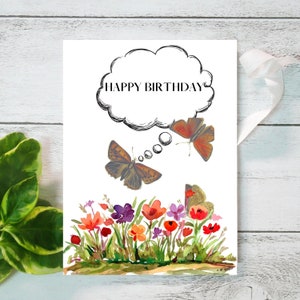 Cartões de aniversário de borboleta, download digital, cartões de felicitações, download para impressão, feliz aniversário, aniversário infantil, aniversário