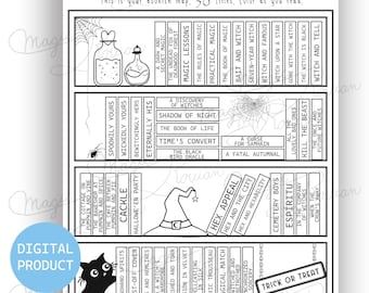 Cozy Halloween Bookshelf #2, Printable Reading Map (Digital Print)