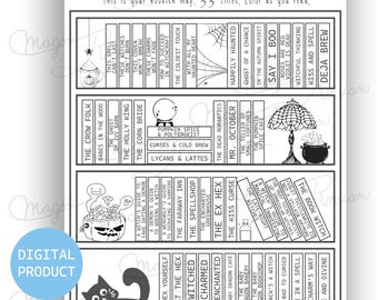 Cozy Halloween Bookshelf #1, Printable Reading Map (Digital Print)