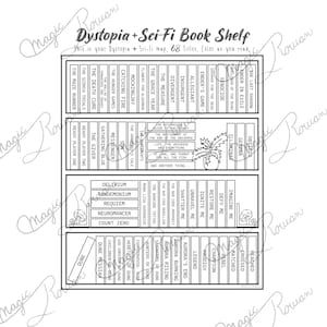Étagère Dystopia Scifi à impression numérique, dispositif de suivi de lecture, suivi de livre, planificateur de lecture, carte du livre, étagère, cadeaux livresques,