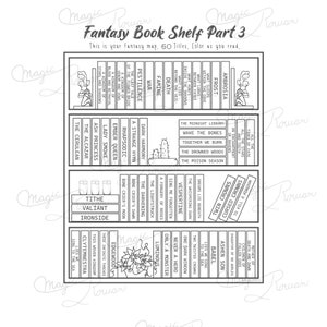 Digitaldruck Fantasy Bücherregal #3, Landkarte, Bücherregal, Goodies, Leseplan, Tagesplaner, Lesezeichen