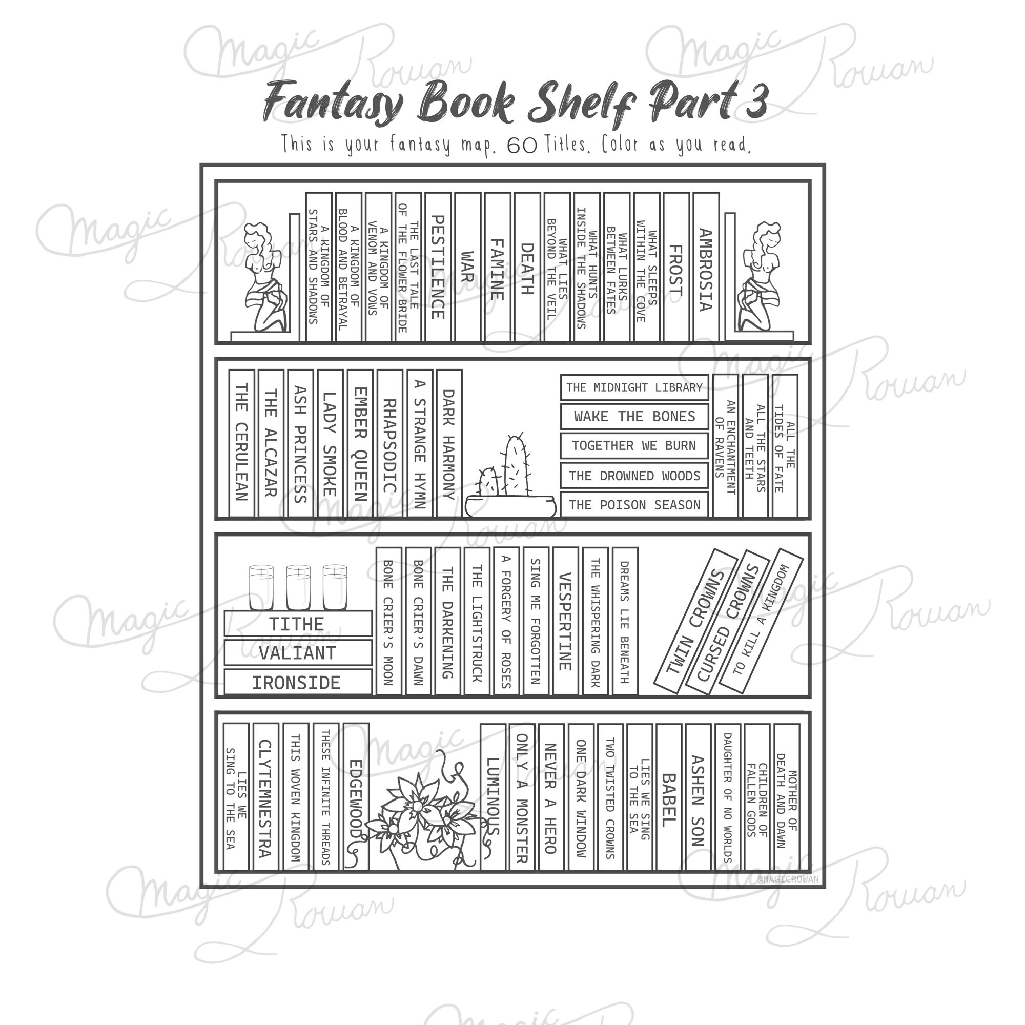Digital Print Fantasy Bookshelf 3 Book Map Bookshelf Etsy