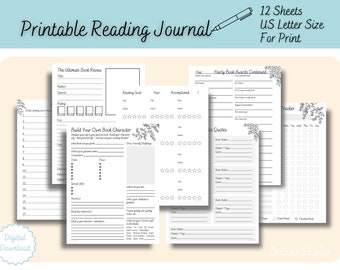 Reading Planner, Reading Challenge, Book Tracker, Reading Journal, Book Planner, book review journal, Reading log, Book Journal, Books