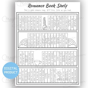 Estantería de novelas románticas, rastreador de lectura, artículos de libros, lector de novelas románticas