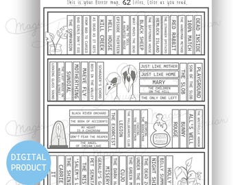 Horror Bookshelf, Printable Reading Map (Digital Print)