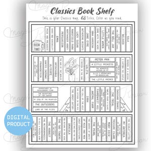 Classics bookshelf, reading planner, popular fiction, book map, bookshelf, bookish goodies, booktok,