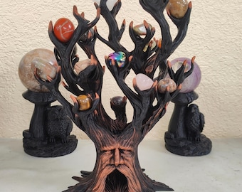 Mystical Tumble Tree Guardian - Hand Finished Metaphysical Display for Tumble Stones Crystals Premium Shipping