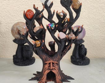 Mystical Tumble Tree Guardian - Hand Finished Metaphysical Display for Tumble Stones Crystals Premium Shipping