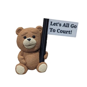 TED Fan Art Figure: 4.5&quot; Funny Bear Statue & Pen Holder with Customizable Sign