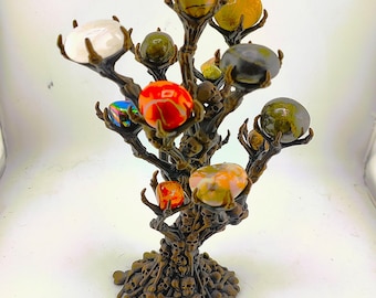 Skull and Bones Tumble Tree - Hand Finished Metaphysical Display for Tumble Stones Crystals Premium Shipping