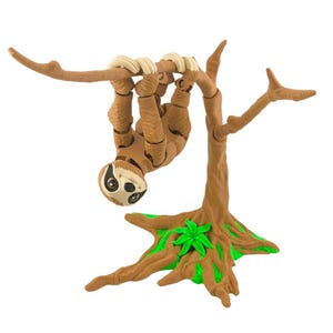 Sloth with Tree Flexi Fidget | Premium Articulated Sloth & Hanging Tree | Adorable Desk Gift or Collectible | Free Shipping
