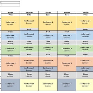 Event Schedule Template - Fri-Wed