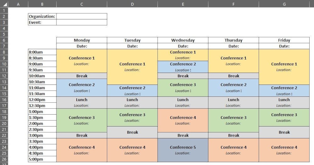 Event Schedule Template - Etsy