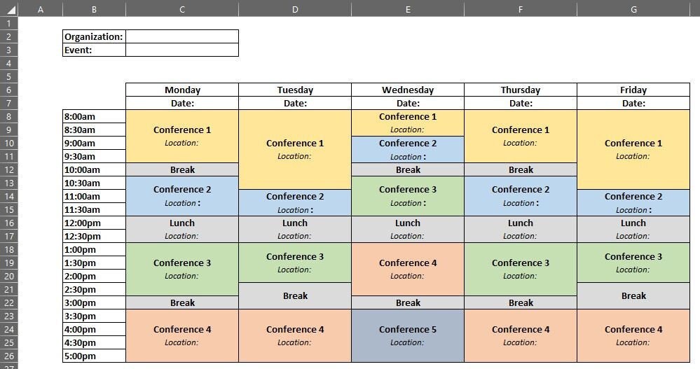 Event Schedule Template Etsy Australia