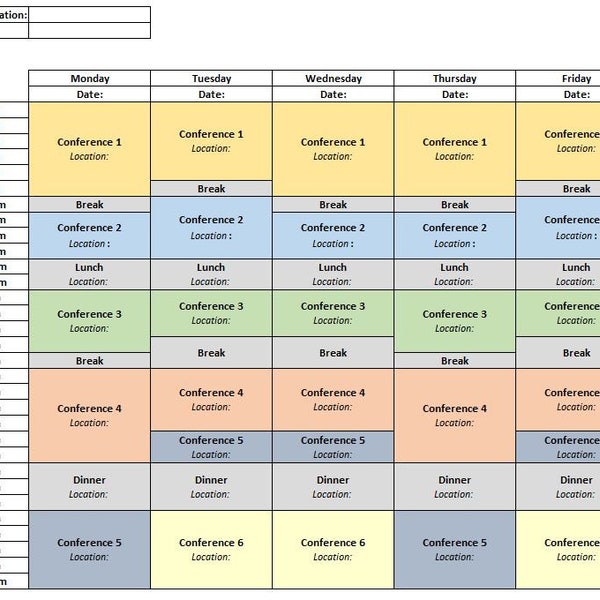 Event Schedule Template - Extended Hours (Mon-Fri)