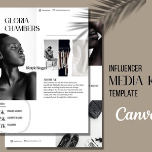Influencer Media Kit, Media Kit Template, Minimalist + Modern Aesthetic