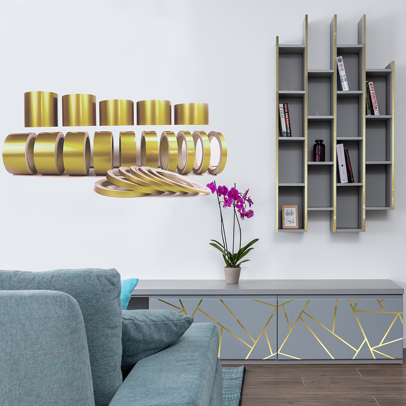 Furniture Foil Design Gold Gloss Sideboard Furniture Cabinet Wall Sideboard Kitchen Cabinet Decorative Strips Decorative Strips Strips Kitchen pinstripes