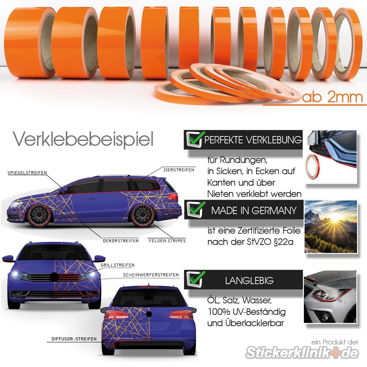 Tuning Auto Wrap Decorative Strips Foil Orange Gloss Car Foil