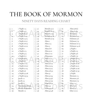 Tableau de lecture du Livre de Mormon 90 jours | Téléchargement numérique | LDS Minimaliste |