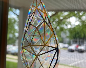 Crystal Rainbow Suncatcher Window Cling – Prism Holographic Decal - Bird Strike Prevention