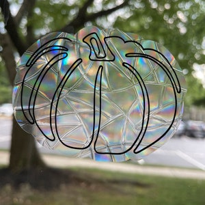 Pumpkin Rainbow Suncatcher, Fall Decor, Halloween Decorations, Window Cling