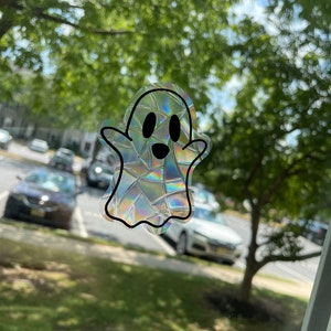 Ghost Suncatchers, Cute Ghost Window Cling, Halloween Decorations, Prismatic Cling, Suncatcher