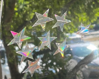 Pegatinas para ventanas con estrellas arcoíris - Juego de 8 atrapasoles prismáticos