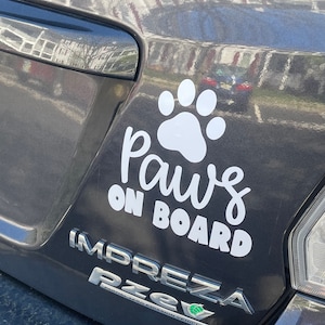 Paws On Board Car Decal - Paws On Board Decal - Pets In Car Decal