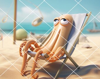 Cute Squid Graphic | Sublimation Children Shirt Clipart PNG | Octopus Art Digital Download | Beach Sublimation Tumbler Designs | PDF & PNG